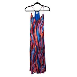 Nicole Miller Womens Multicolor Abstract Stretch Sleeveless Maxi Dress Large